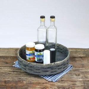 Extra Large Round Lazy Susan Basket Gray