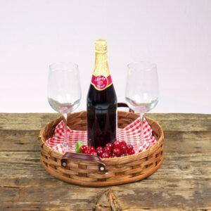 Round Serving Tray Basket Brown