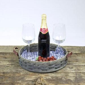 Round Serving Tray Basket Gray
