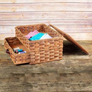 Large Sewing Chest Drawer Basket Brown