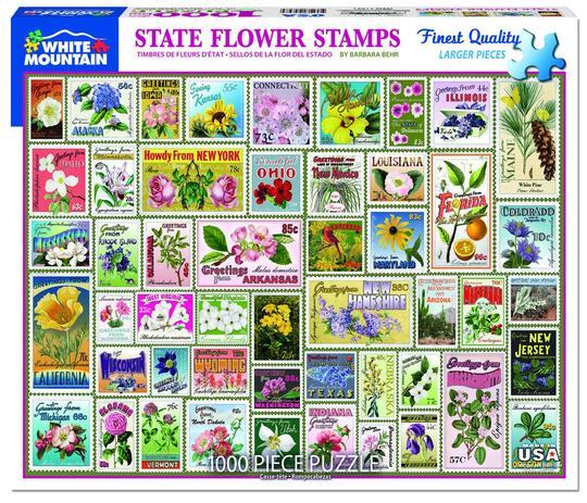 White Mountain Puzzles State Flower Stamps