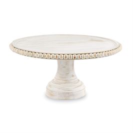 Whitewashed Beaded Pedestal Tray