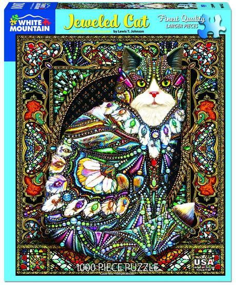 Whtie Mountain Puzzles Jeweled Cat 1000 Pieces