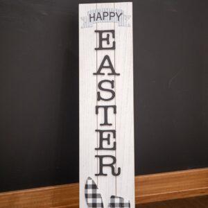 Buffalo Check Bunny Happy Easter Sign w/Easel