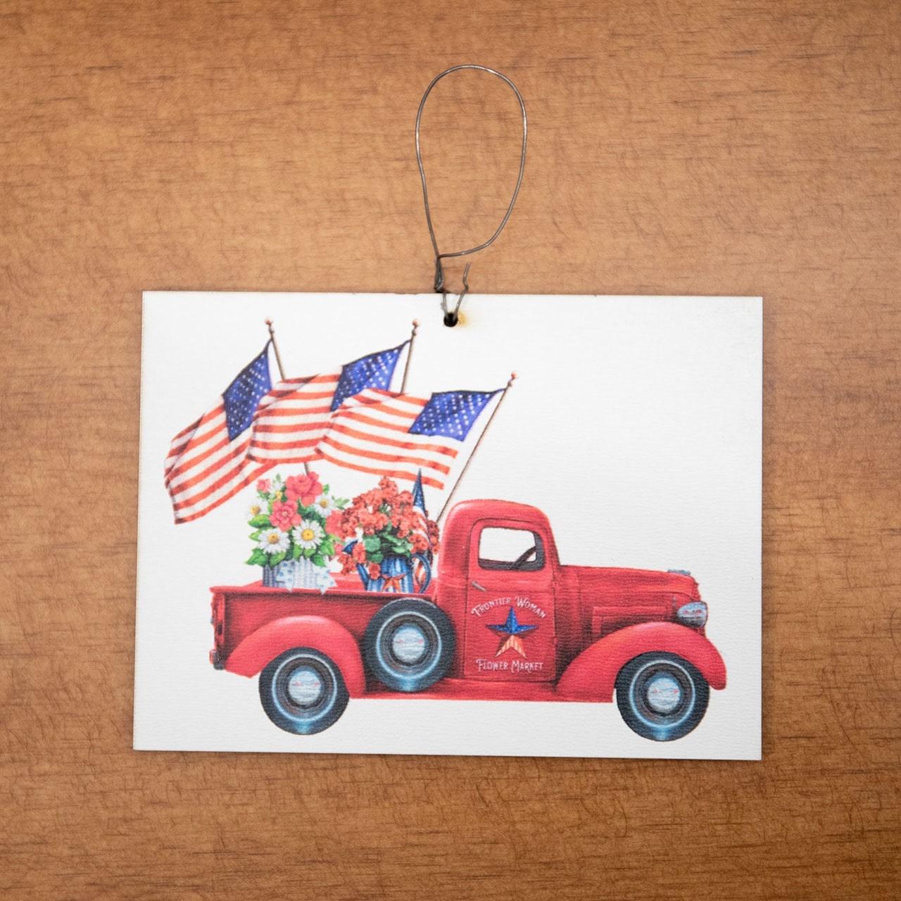 Frontier Woman Flower Market Truck Ornament