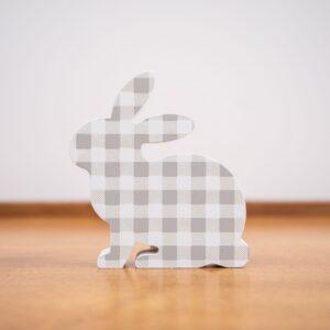 Gray & White Buffalo Check Chunky Bunny