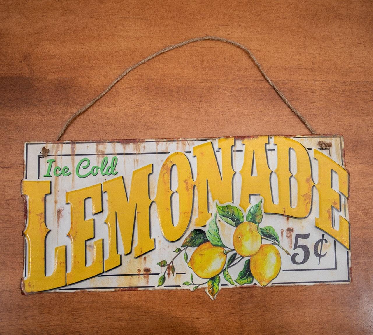 Ice Cold Lemonade Hanging Metal Sign