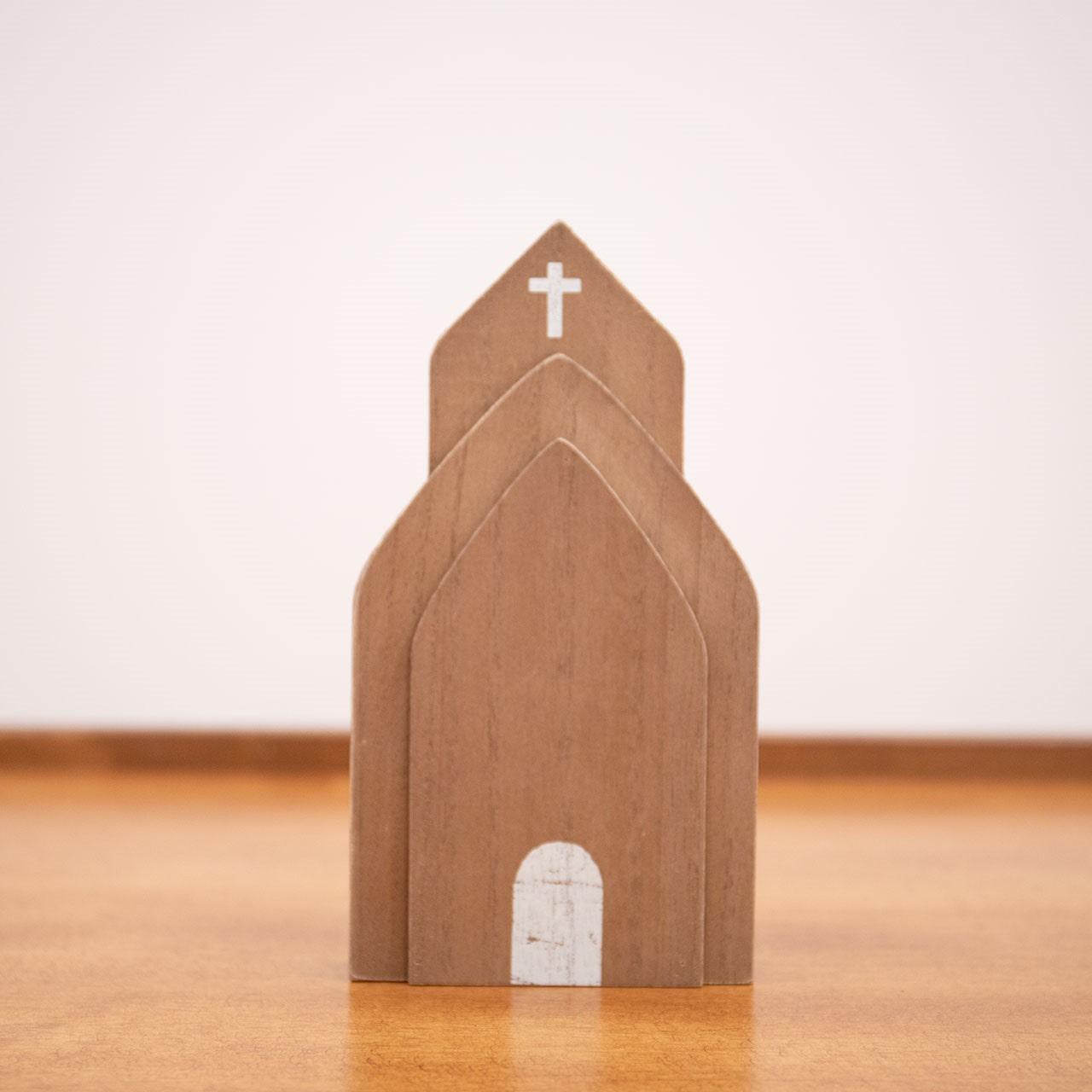 Layered Antiqued Wooden Church Sitter