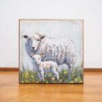 Sheep & Lamb Distressed Block