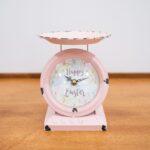 Vintage Happy Easter Pink Old Town Scale Clock