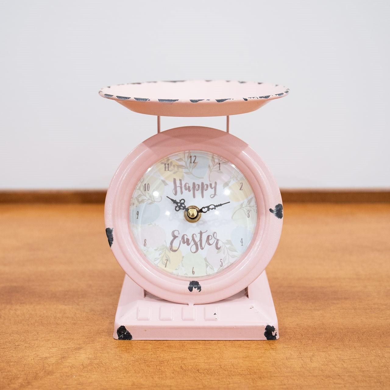 Vintage Happy Easter Pink Old Town Scale Clock