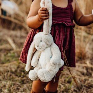 Cream bunny 12" hand stitch with child