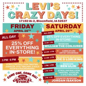 Levi’s Crazy Days 2023 - Bloomfield Schedule